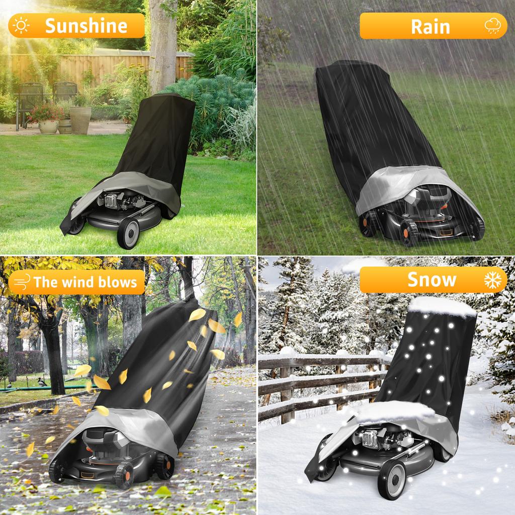 420D Outdoors Lawn Mower Cover Heavy Duty Polyester Oxford Push Mower Cover Waterproof Sunscreen Lawnmower Covers Anti-Tear Lawn