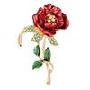 Elegant Red Rose Handmade Brooch Pin - High-End Floral Lapel Accessory