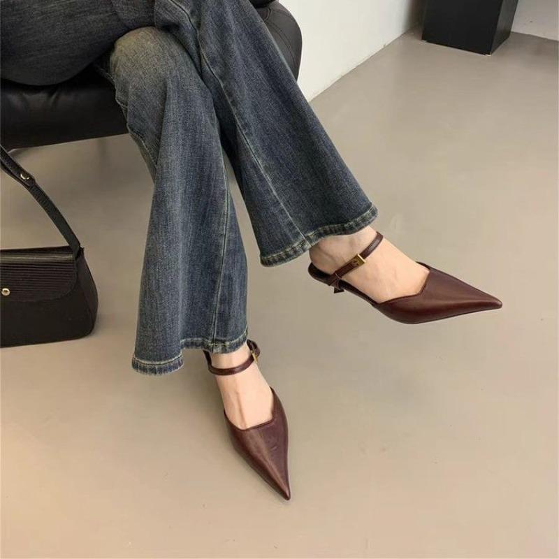 

Летние женские модные мюли, тапочки, элегантные туфли с закрытым носком, слингбэки, слайды, женские туфли на высоком каблуке для танцев и вечеринок 39 бордовый