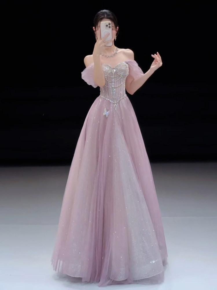 Leichter Luxus Bankettkleid Kleid Nische High-End Toasting-Kleid Braut Verlobungsbankett High-End Temperament Abendkleid