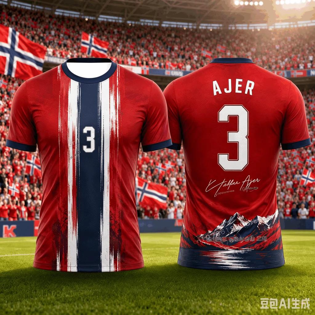 Sommer Norwegen Fußball T-Shirt Tops Fußball 3D Druck Fußballtrikot Herren Freizeit T-Shirt Atmungsaktiv Herren Damen Kurze Ärmel Oberteil