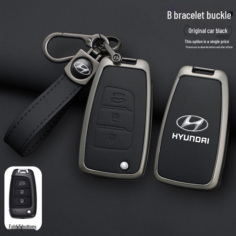 Men's Cowhide Key Case for 20 Models Including Beijing Hyundai Elantra & ix35 Verna