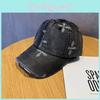 Denim Washed Retro Baseball Cap With Cross Print Design For Daily Wear Casual