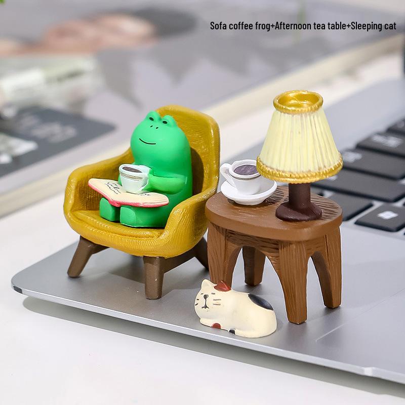 Frog Rocking Chair Cute Healing Decoration – Desktop Ornament for Office or Home