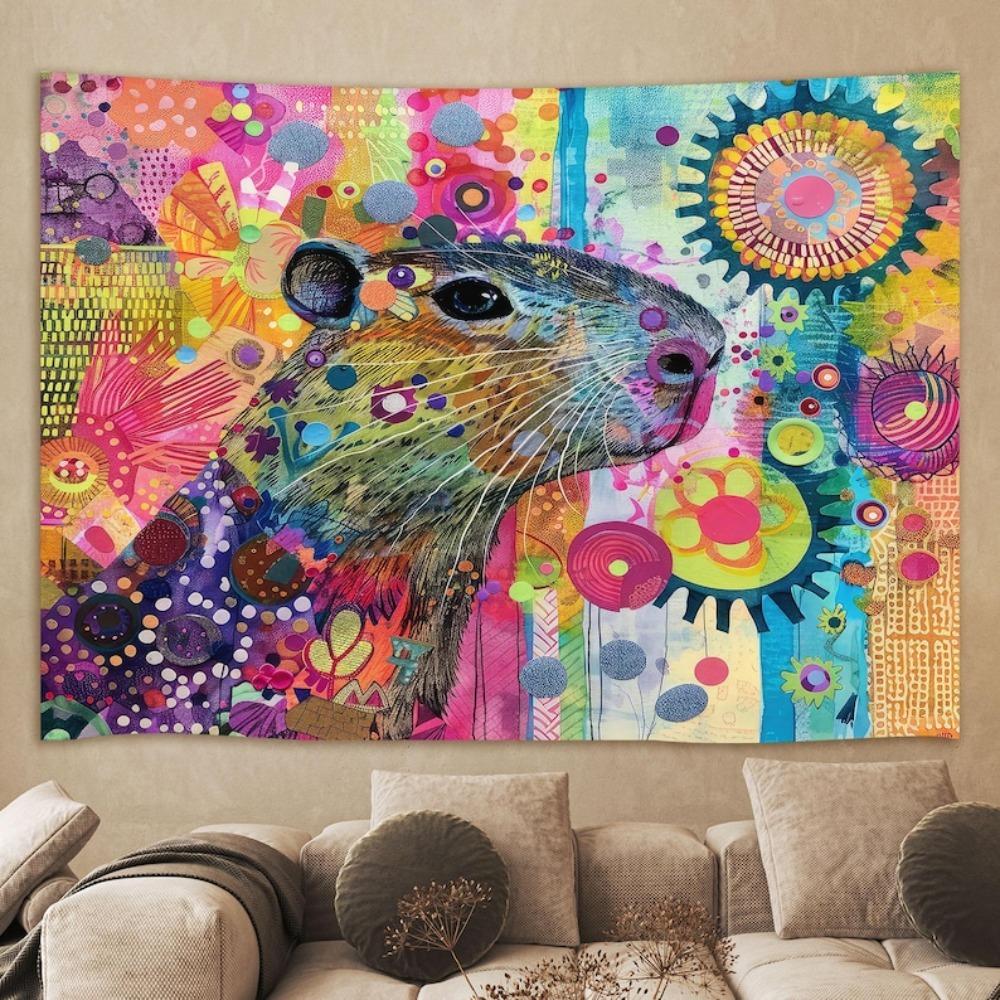 

1 Colorful Capybara Pop Art Tapestry Single Sided 2D Print Vibrant Tapestry Bedroom Living Room Dorm Playful Vibe Accessory Gift 74x94cm(29x37in)