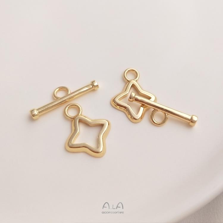 14K Gold-Filled Color-Preserving OT Clasp Connector: Heart, Star, Round Shape for DIY Jewelry