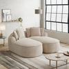 Canapé Double Nuage en Chenille Confortable, Design Sans Cadre, Méridienne Très Grande, Coussins, Aucun Assemblage Requis, pour Salon, Marron Clair