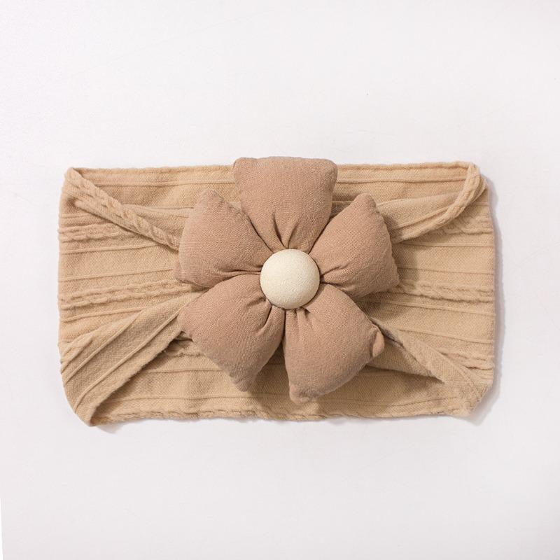 New solid color jacquard children's headband, cute five-petaled flower baby headscarf, thin soft baby hair accessories
