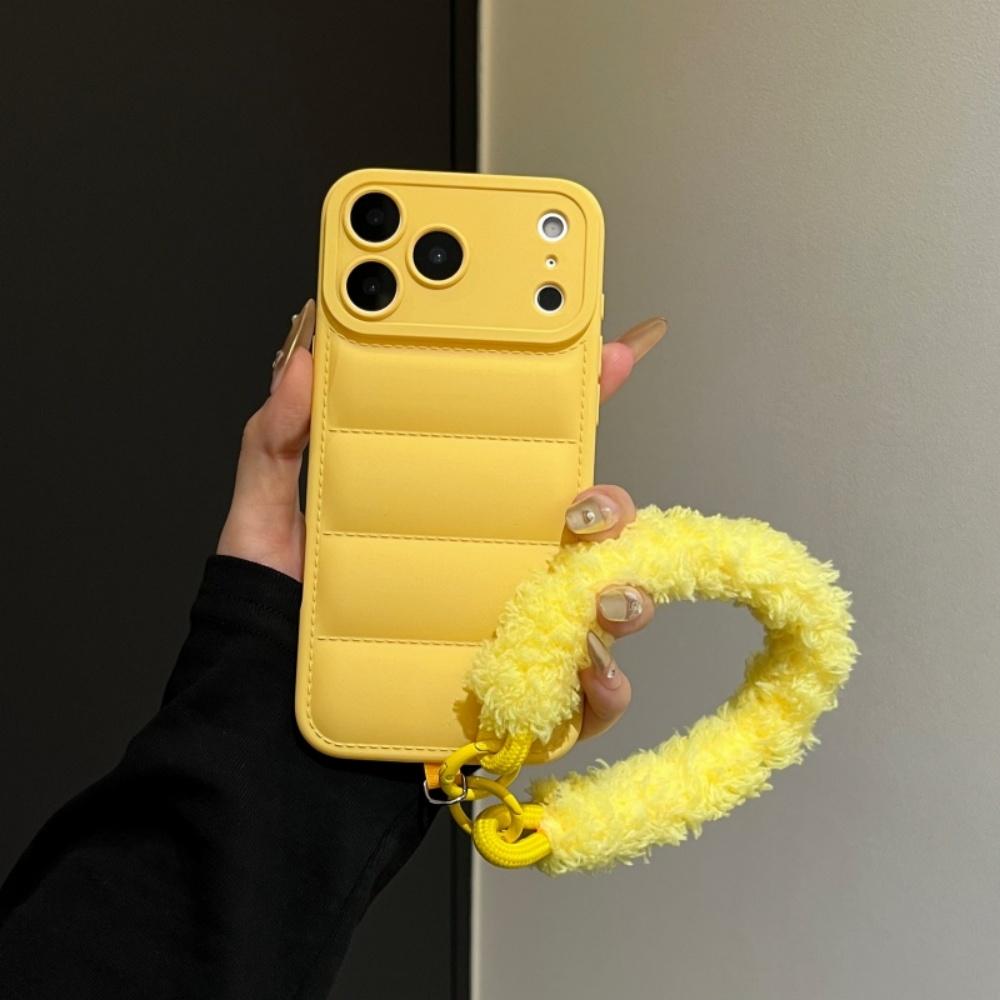 

Розкішна пухова куртка Хутряний ремінець-шнурок Чохол для iPhone 17 16 Pro Max Air 14 15 Plus 11 12 13 X Xr Xs Плюшевий ремінець на зап ястя Зимовий чохол iPhone 16 Pro Max жовтий