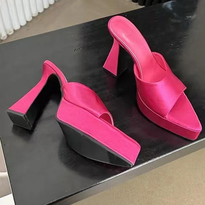 Fashion Women’s High Heels Slippers Sexy Pointed Toe Shoes Fashion Platform Pumps Heeled Shoes Woman 2025 Trend Brand Mujer Zapatillas