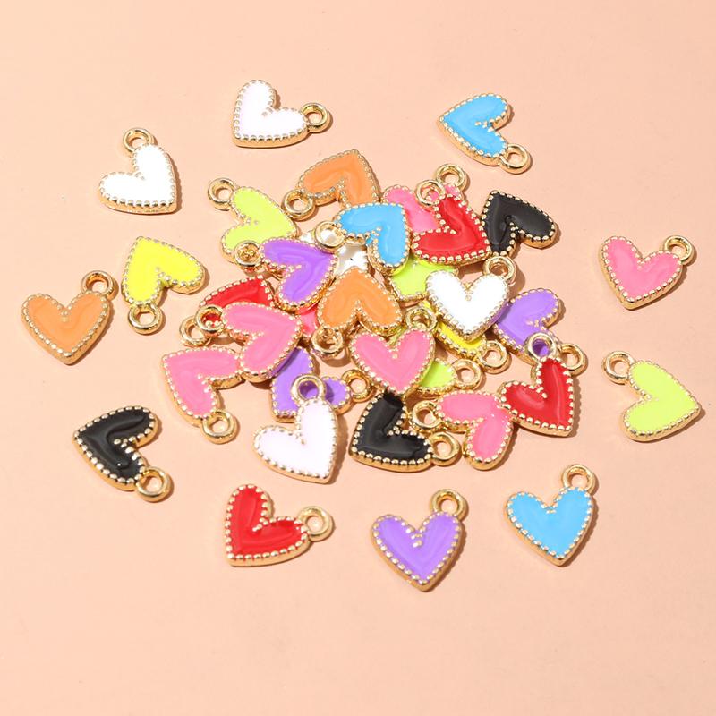 30-50Pcs 9x10mm/15x13mm Small Alloy Heart Charms Cute Love Pendants For DIY Bracelet Necklaces Jewelry Making Accessories