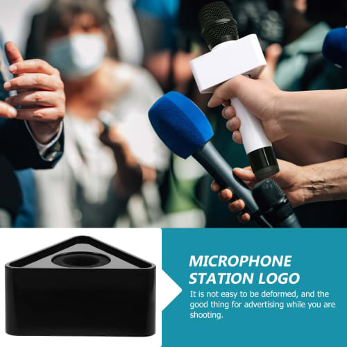 EXCEART Interview Microphone Flags, ABS Injection Molded Triangle Microphone Flags for Advertising and Image Enhancement, Set of 2 (Black)