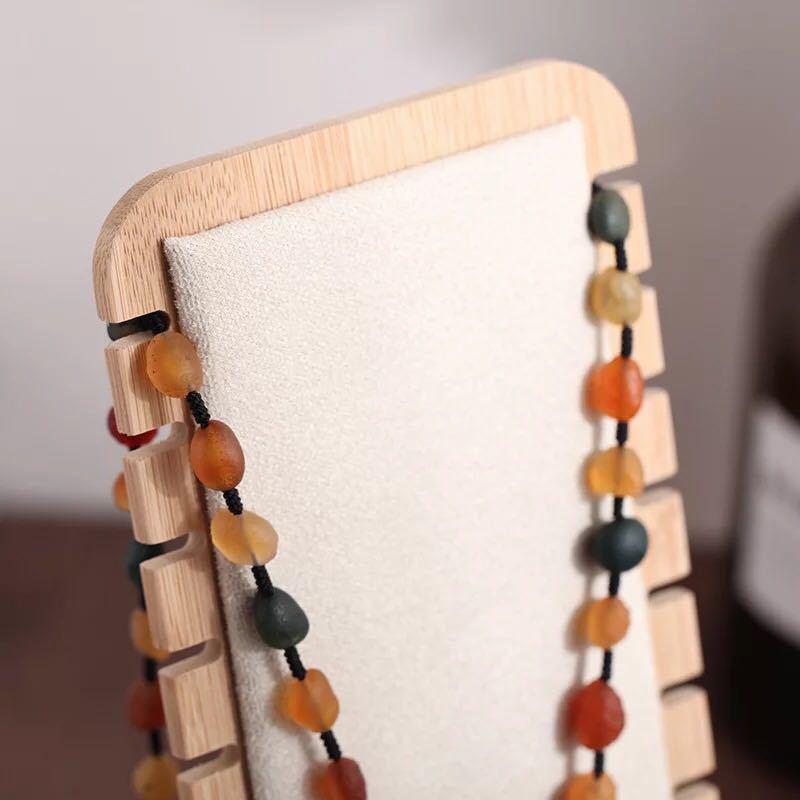 Bamboo & Wood Detachable Necklace Display Stand for Jewelry Storage & Window Props