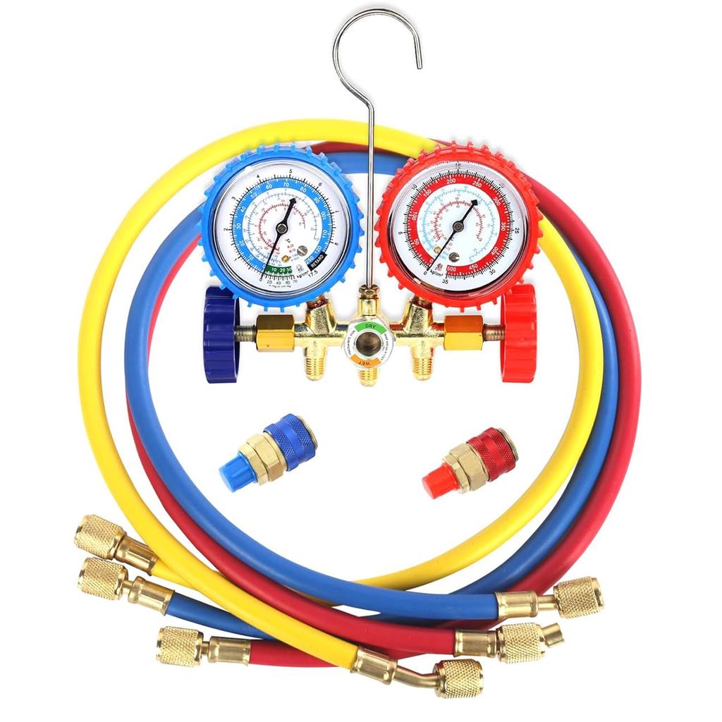 Refrigerant Air Conditioning Tools AC Diagnostic Manifold Gauge Set Hose Hook Kit for Refrigerant Testing R502 R22 R12 R134A