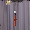 Peach Wood Carved Sword Axe Pendant Keychain