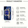 Luxus Fashion Square Damenuhren Marke Damen Quarz Armbanduhr Klassisch Schlicht Femme Blau Lederband Relogio Feminino