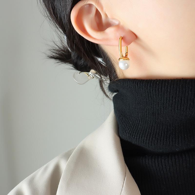 Elegant Geometric Earrings: Vibrant Glass Beads & 18K Gold-Plated Titanium Steel for Women