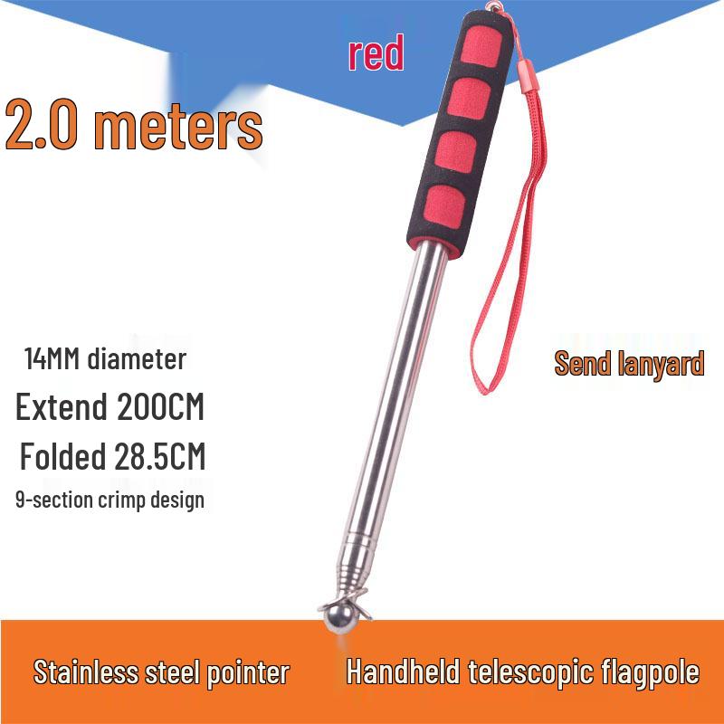 Telescopic Stainless Steel Flagpole - Available In 1.2m, 1.6m, and 2m for Tour Guides