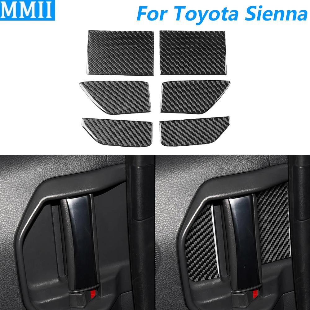 For Toyota Sienna 2021-2026 Carbon Fiber Inner Door Handle Switch Door Bowl Panel Cover Trim Car Accessories Decoration Sticker