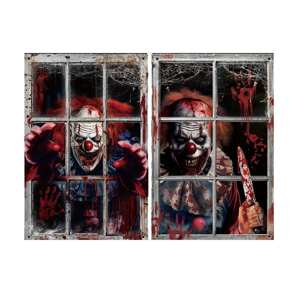 Halloween 2-pack Door And Window Curtain Background Hanging Cloth Horror Ghosts Outdoor Decoration Scene Hanging Cloth