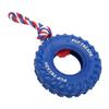 Dog Tire Chewing Toy Bite Resistant Treat Dispensing Rubber Aggressive Dog Tug Toy with Rope for Medium Large Dogs
