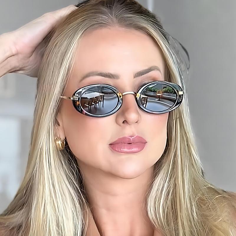 Rimless Sunglasses Women Luxury Brand Metal Frame Black Small Oval Sun Glasses Unsiex Elegant Shades UV400