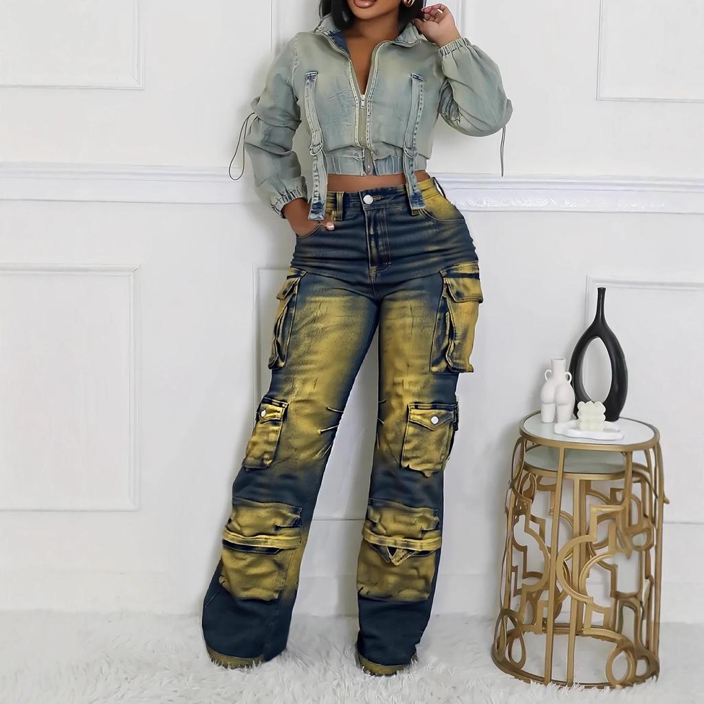 Rebellisk Estetik Tie-Dye Vida Ben Högmidjade Byxor