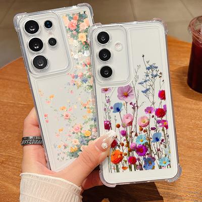 Clear Case For Samsung Galaxy S25 Edge S24 S25 S23 Ultra S22 Plus S24 FE A56 A16 A55 A54 A15 A36 Colorful Flower TPU Phone Cover