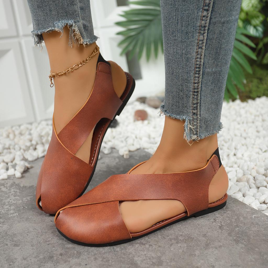 Fashion Retro Women Sandals Soft Sole Casual Girl Ugly Cute Shoes Summer New Flat Heel Peep Toe Sandals Minimalist Rome Shoes for Women