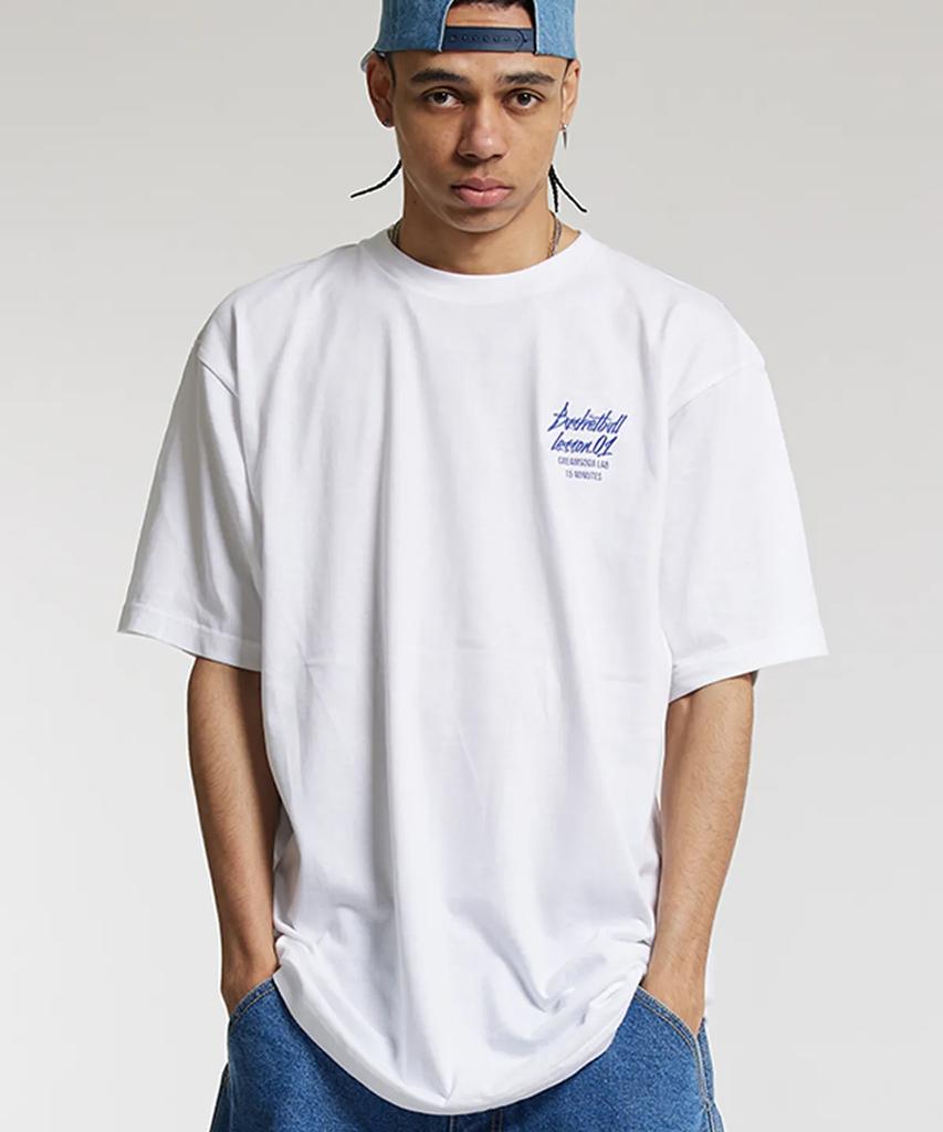 CREAM SODA LAB [2Pack] Quarter Logo Short Sleeve T-Shirt White (Blue) White (Black)