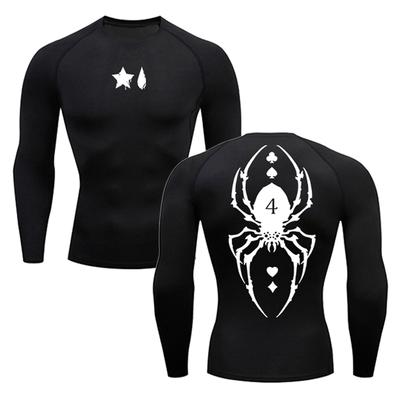 Kompressionsshirt mit Spinnenmuster für Herren Sportlich Schnelltrocknend Langarm T-Shirts Oberteile Fitnessstudio Workout Fitness Unterhemden Basisschichten