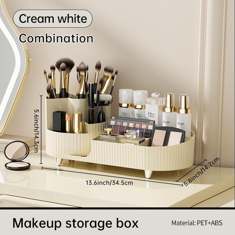 Rotating Cosmetics Storage Box Dressing Table Large Capacity Storage Lipstick Makeup Brush Skincare Organizing Shelving