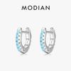 Modian Silver Turquoise Tiny Earring Fashion 925 Silver Exquisite Small Hoop Earrings For Women Girl Statement Jewelry