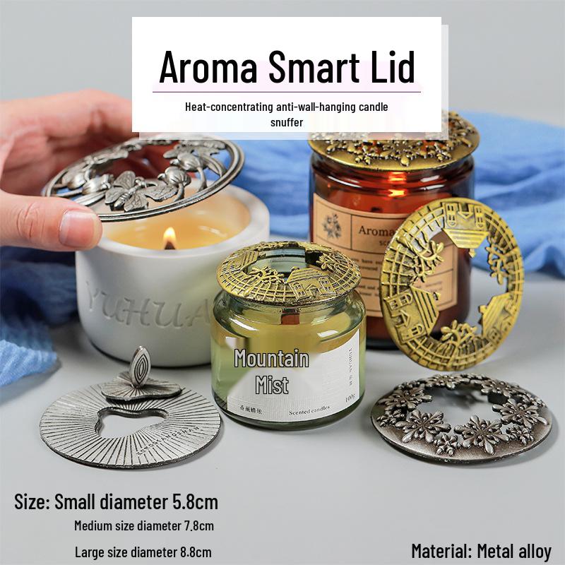 Aroma Candle: Heat-Gathering Alloy Lid for Even Burning with Snuffer