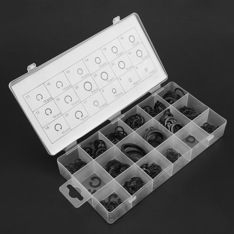 225Pcs Internal & External Snap Retaining Circlip Assortment Box Set 18 Sizes