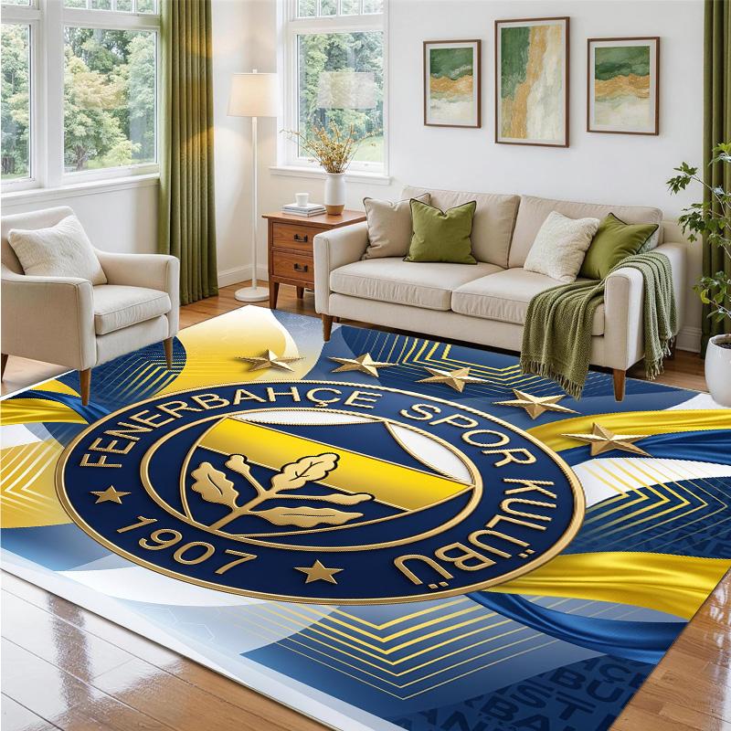 Fenerbahçe FC Design Crystal Velvet Rug Soft Decorative Mat for Bedroom Entrance