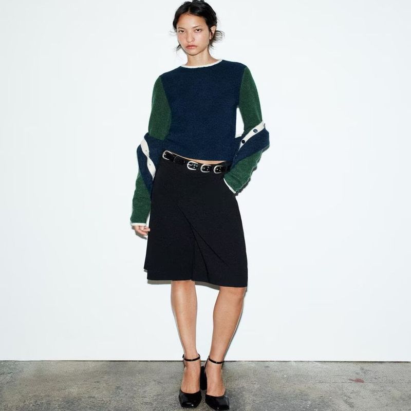 Za New Fall Women's Clothing 2025 Fashion Wind Contrast Color Round Neck Long Sleeve Knitted Coat 5536195 050