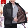 Middle-aged Men's Thick Fleece-Lined Casual Cotton Jacket for Autumn and Winter Ages 45-60.