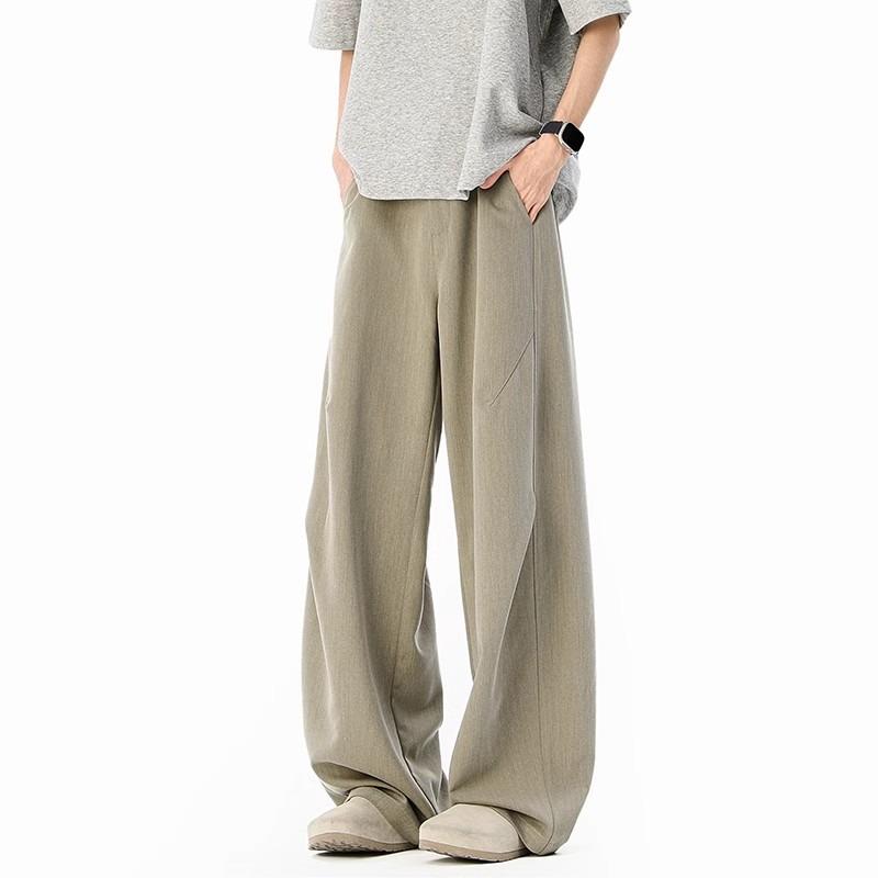 American pleated cleanfit trousers men's spring and autumn trendy brand loose straight wide-leg trousers drape casual scimitar trousers