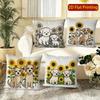 Cute Dog Sunflower Print Square Pillow Covers Pattern Cushion Cover Suitable For Sofa Bedroom Car Pillow Cover