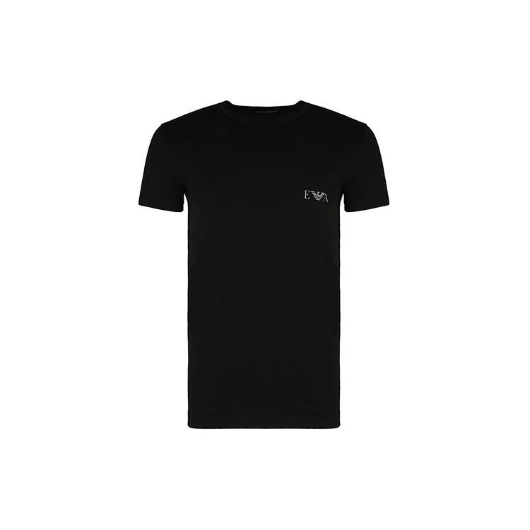 Emporio Armani Solid Logo Print Crew Neck Short Sleeve T-Shirt 2-Pack Men tops Black 111670-1P715-07320