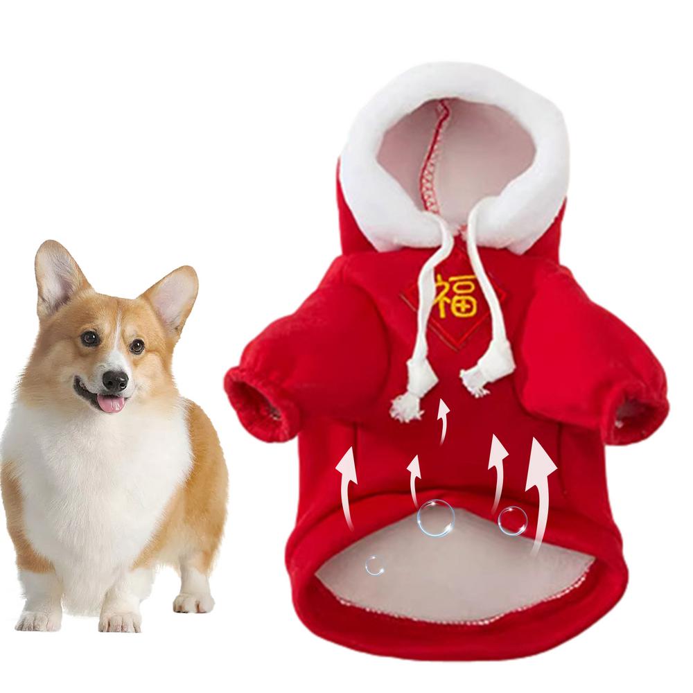 

Warm Cat Clothes Dog Winter Sweater Soft Cotton And Polyester Puppy Cold Weather Coat Hooded Sweatshirts For Autumn Small Dogs XXL червоний