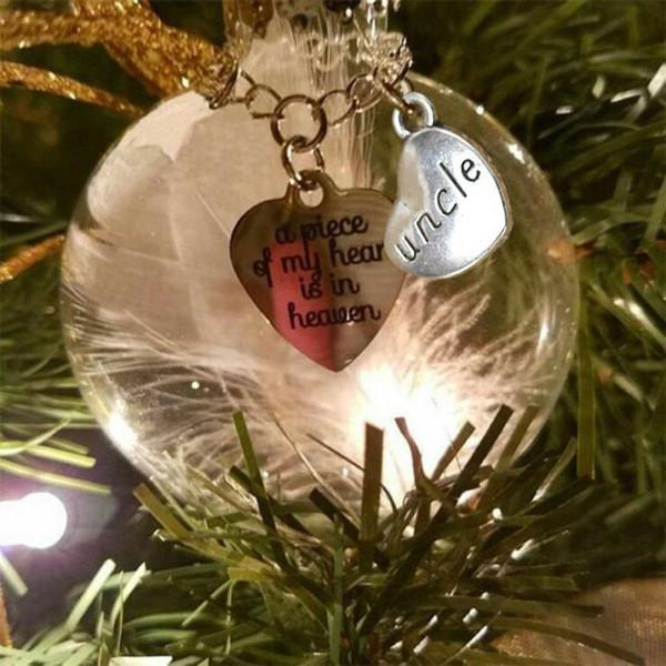 A Piece Exquisite Of My Heart Is In Heaven Feather Heart Ornament Ball For Family Celebrations