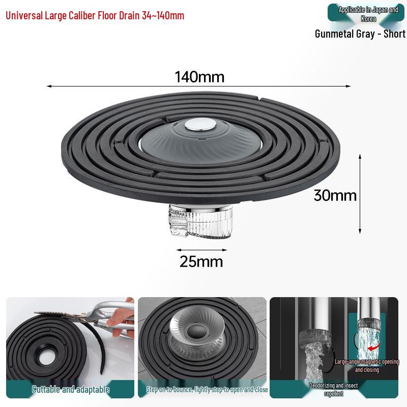 Odor-Proof All-Copper Floor Drain with Anti-Backflow Sealing Cover for Bathrooms
