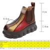 7cm Women Boots Genuine Leather Wedge Spring Mixed Color Chimney Fashion Ankle Elastic Platform Moccasins Autumn Shoes