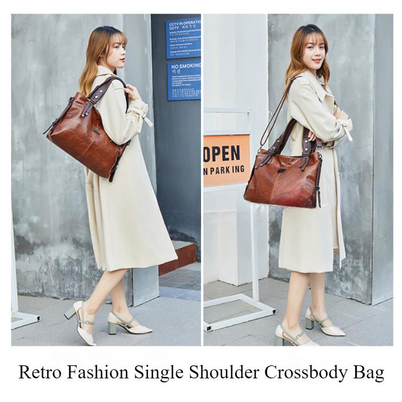 Autumn and Winter New Retro Fashion Women's Large Tote Bag Casual Large Capacity Soft Faux Leather Ladies Shoulder Bag Can Crossbody Female Handbags