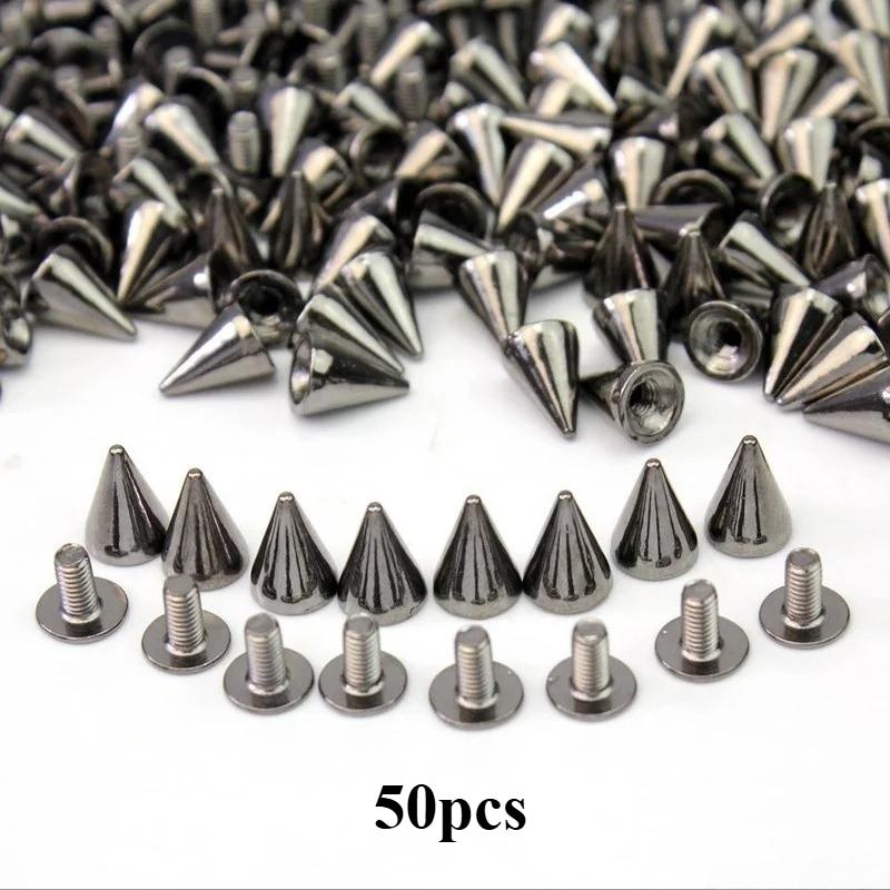 

50/100Pcs Black Gold Silver Cone Studs and Spikes DIY Craft Cool Punk Garment Rivets for Clothes Bag Shoes Leather DIY Handcraft