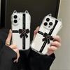 Light Luxury Black Bow for iPhone17 Cat Ears Mobile Phone Case Apple 16/15 Transparent Air Personality 14 Soft
