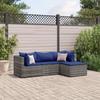 Vidaxl 4-Cz. Garten-Sitzgruppe, Kissen, Grauer PE-Rattan