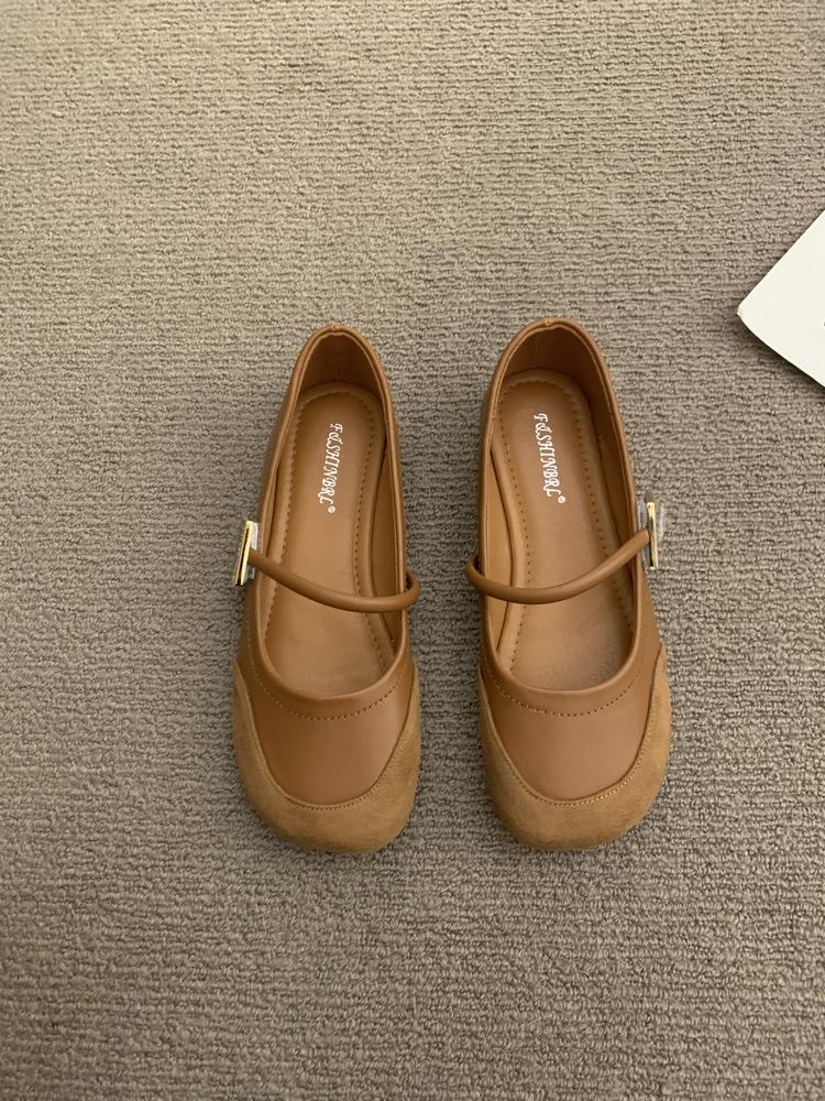 

Red Mary Jane shoes women s shoes spring and summer 2025 new round head soft sole soft surface word with shallow mouth French single shoes 40 коричневый